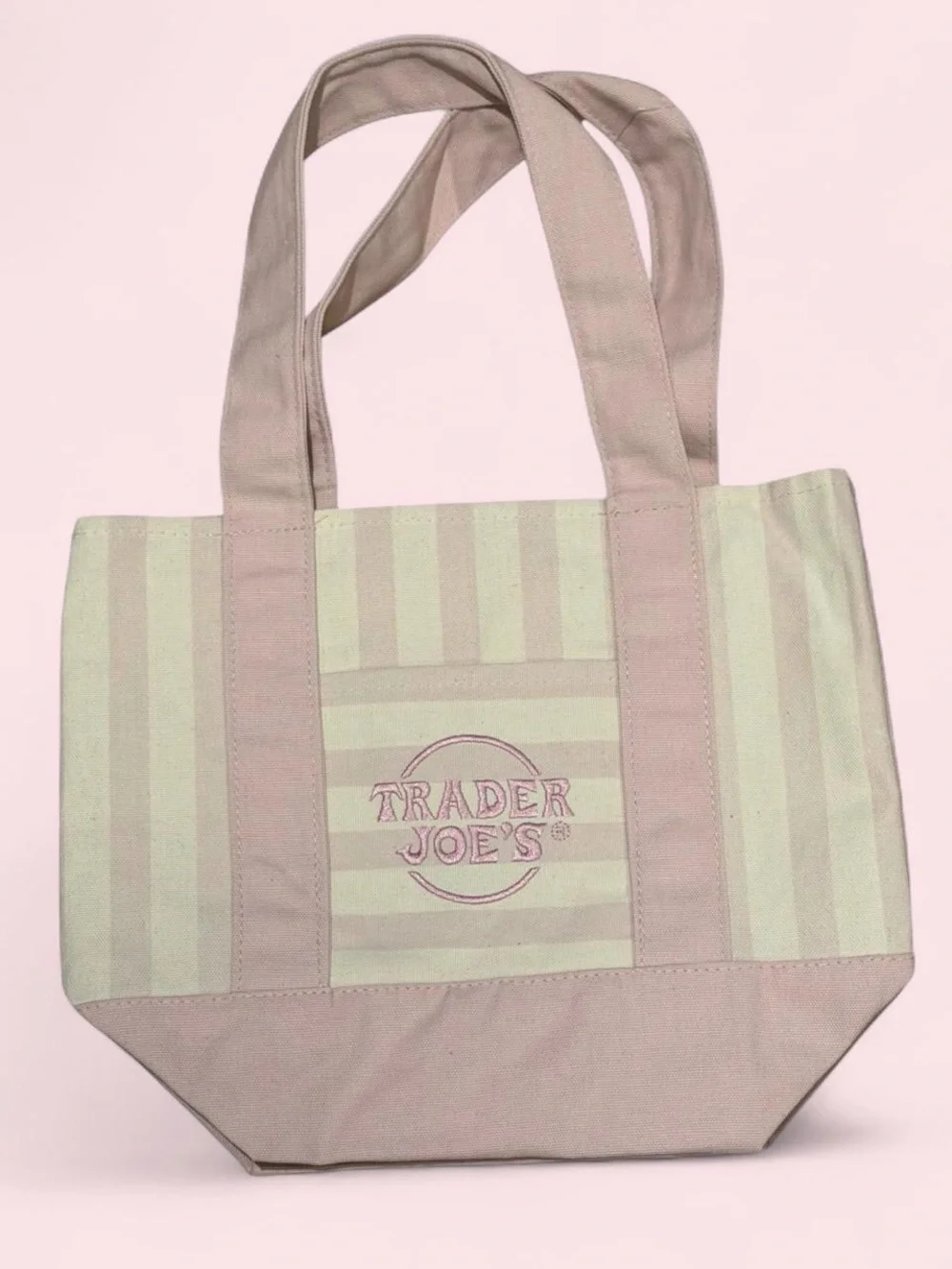 Trader Joe's Pink Stripe Canvas Tote